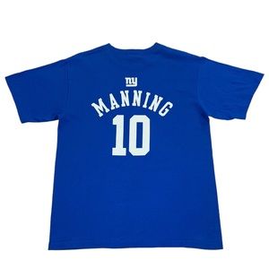 Vintage NFL Football New York Giants Eli Manning #10 Blue T Shirt Size Youth XL